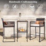 Sundale 3-Piece Wicker Patio Bar Set for 2