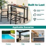 3-Piece Outdoor Patio Bar Set with Cushioned Stools