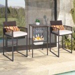 Sundale 3-Piece Wicker Patio Bar Set for 2
