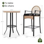YITAHOME 3-Piece Wicker Bar Height Patio Set