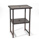 36" Outdoor Wicker Bar Table with Umbrella Hole