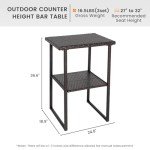 Sundale 36” Wicker Bar Table for Patios