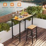 ODK 39-Inch Outdoor Bar Table - Weather Resistant