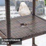 36" Outdoor Wicker Bar Table with Umbrella Hole