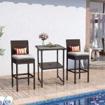 36" Outdoor Wicker Bar Table with Umbrella Hole