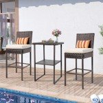 Sundale 36” Wicker Bar Table for Patios