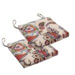 2-Pack Wicker Chair Cushions - Khaki Floral