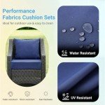 Navy Blue Waterproof Outdoor Chair Cushion Set