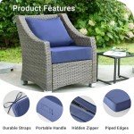 Navy Blue Waterproof Outdoor Chair Cushion Set