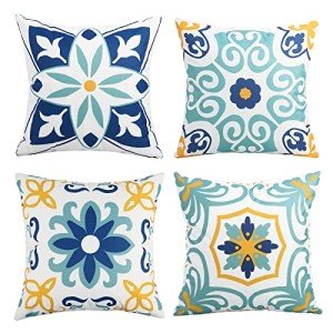 Set of 4 Floral Outdoor Pillow Covers 18x18