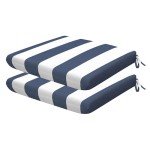 Blue and White Stripe Outdoor Seat Cushion Set