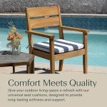 Blue and White Stripe Outdoor Seat Cushion Set