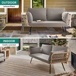 YITAHOME Grey All-Weather Wicker Loveseat Sofa