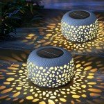 White Solar Lanterns for Outdoor Garden Decor - 2 Pack