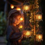 2 Pack Outdoor Waterproof Solar Lanterns with Clip