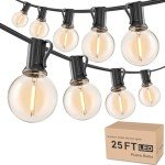 25ft G40 LED Outdoor String Lights with Bulbs