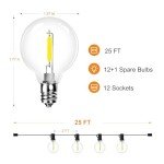 25ft G40 LED Outdoor String Lights with Bulbs