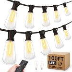 100Ft Outdoor String LED Patio Lights with Remote