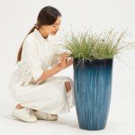 Blue Gradient Large Plastic Planters - Set of 2
