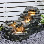 37" 5-Tier Outdoor Water Fountain with LED Lights