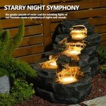 37" 5-Tier Outdoor Water Fountain with LED Lights