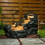 37" 5-Tier Outdoor Water Fountain with LED Lights