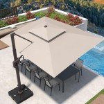 Beige 9'x12' Cantilever Patio Umbrella with Rotation