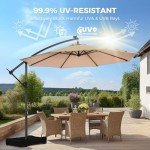 HOMSHADE 10ft LED Lighted Patio Umbrella - Beige