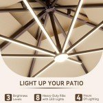 Beige 10x13 FT Cantilever Patio Umbrella with Lights
