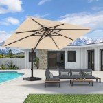Beige 9'x12' Cantilever Patio Umbrella with Rotation