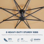 HOMSHADE 10ft LED Lighted Patio Umbrella - Beige