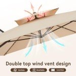 Beige 10x13 FT Cantilever Patio Umbrella with Lights