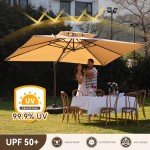 Beige 10x13 FT Cantilever Patio Umbrella with Lights