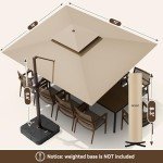 Beige 10x13 FT Cantilever Patio Umbrella with Lights