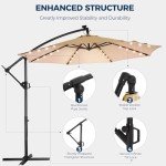 HOMSHADE 10ft LED Lighted Patio Umbrella - Beige