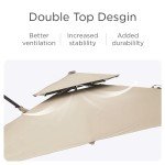 Beige 9'x12' Cantilever Patio Umbrella with Rotation