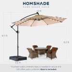 HOMSHADE 10ft LED Lighted Patio Umbrella - Beige