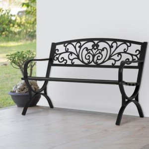 Black Outdoor Metal Loveseat Chairs for Patio