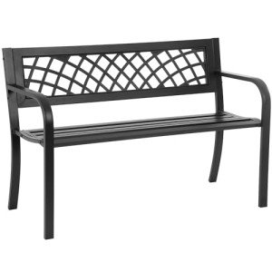 Sturdy Metal Garden Bench for Patio and Yard