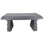 Gray Fiberclay Outdoor Patio Bench for Gardens