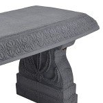 Gray Fiberclay Outdoor Patio Bench for Gardens