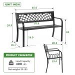 Sturdy Metal Garden Bench for Patio and Yard