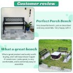 Sturdy Metal Patio Bench with Armrests - Black