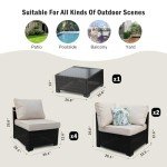 7-Piece Brown/Beige Wicker Outdoor Patio Set