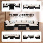 7-Piece Brown/Beige Wicker Outdoor Patio Set