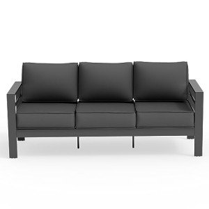 3-Seat Outdoor Aluminum Sofa with Thick Cushion