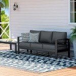 3-Seat Outdoor Aluminum Sofa with Thick Cushion