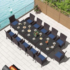 15-Piece Navy Blue Outdoor Dining Set