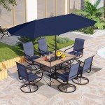 PHI VILLA 6-Person Patio Dining Set with Umbrella