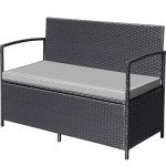 Flamaker Outdoor Wicker Loveseat with Storage and Cushions